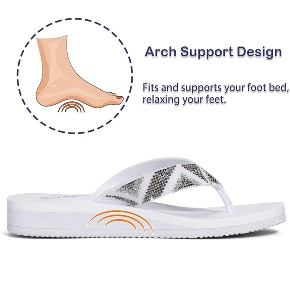 White Rhinestone Flop Flops 10 - Picture 8 of 9